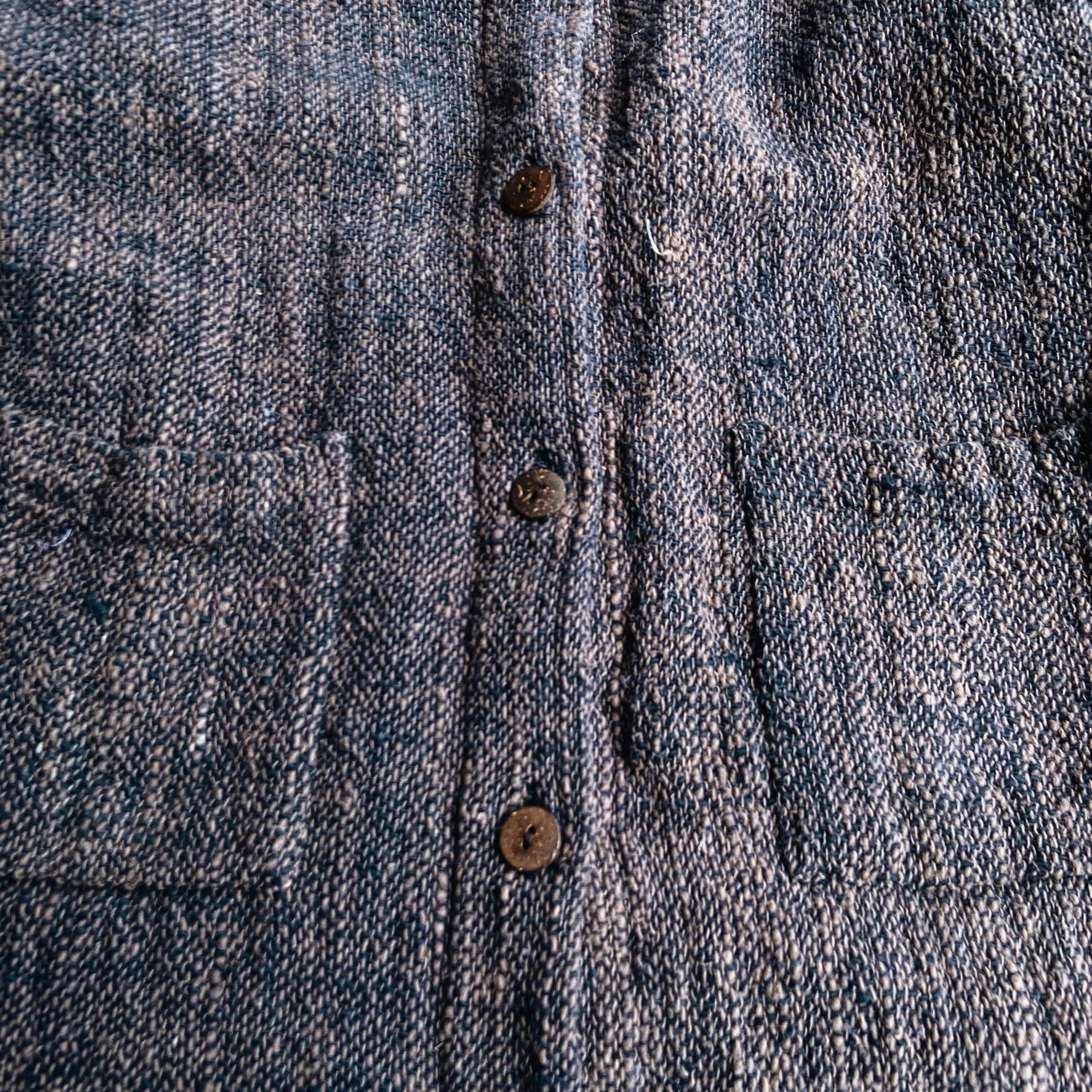 80〜90's リネン ノーカラーハーフコート | 弥勒 ユーズド トウキョウ