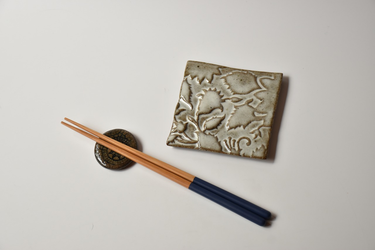 小代瑞穂窯 / 福田るい : 印花 タイル (小) 10
