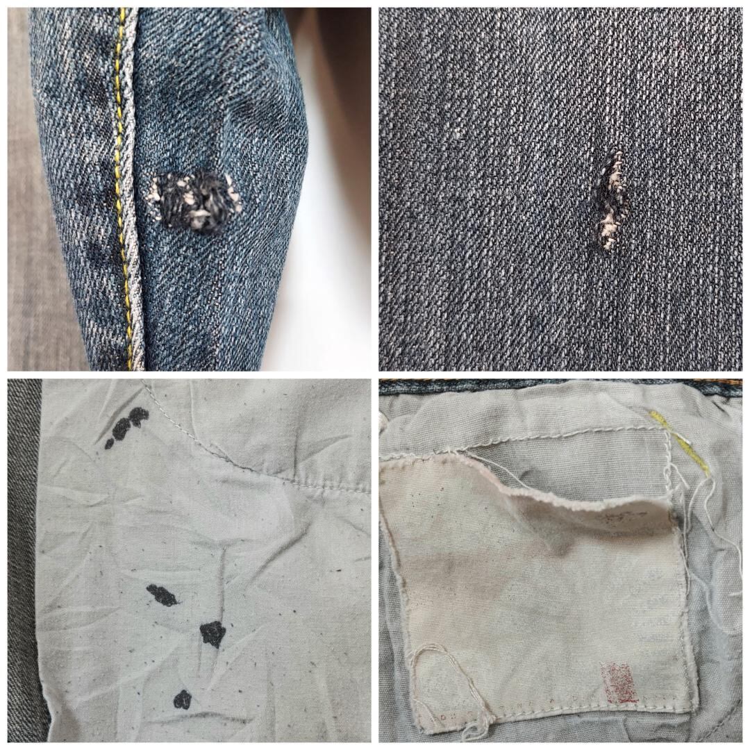 アカデミクス 刺繍ロゴデニム 紺ネイビー デザインボトムワイド