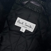Paul Smith ポールスミス 中綿 裏キルティング ヘリンボーン ウール コート L/ダークグレー メンズ