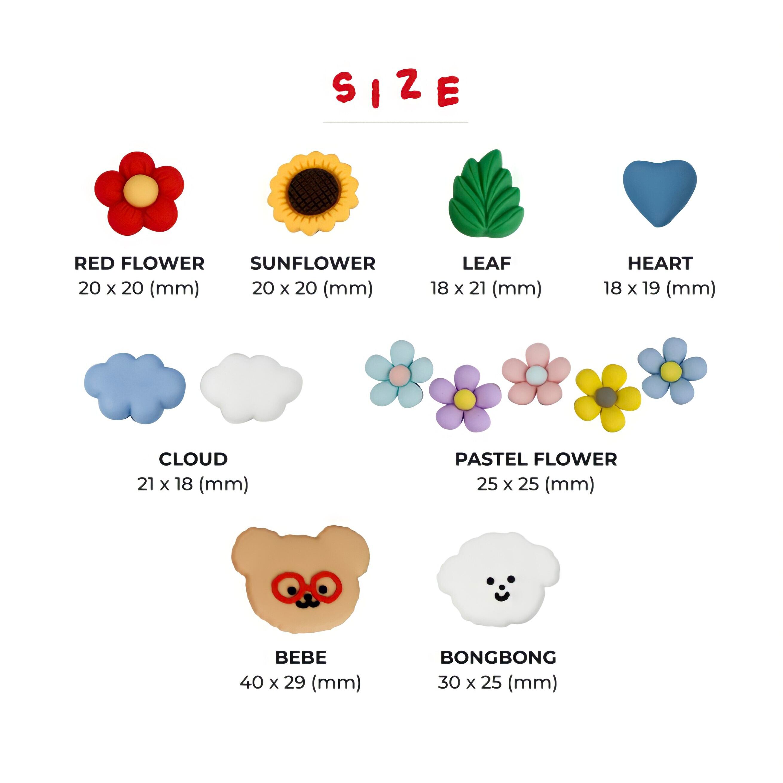 Teteum Jibbitz Red Flower Sun Flower ジビッツ クロックスアクセサリー 韓国雑貨 Teteum 韓国文房具 雑貨 La Violette