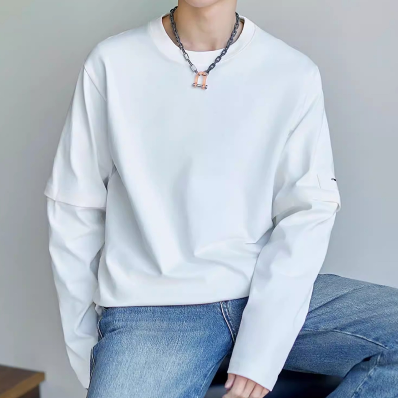 レイヤード風 クルーネックカットソー af0354