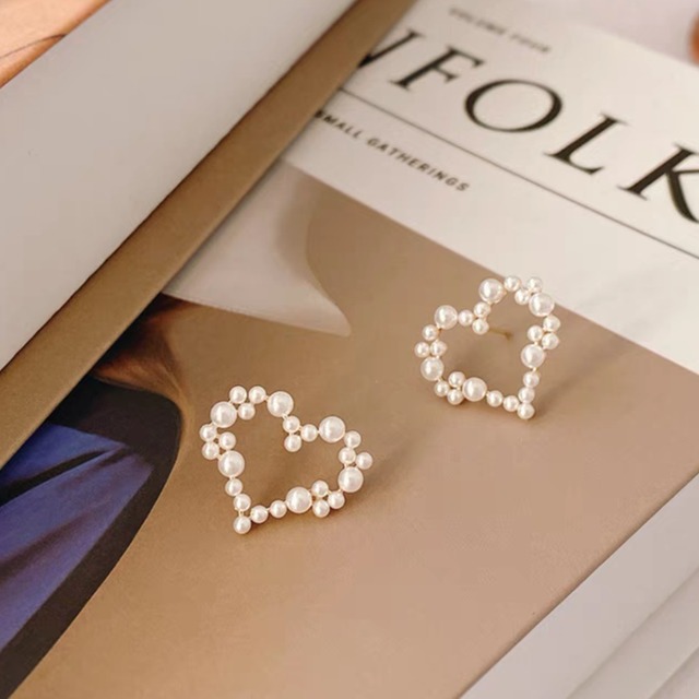 デザインパールハートピアス