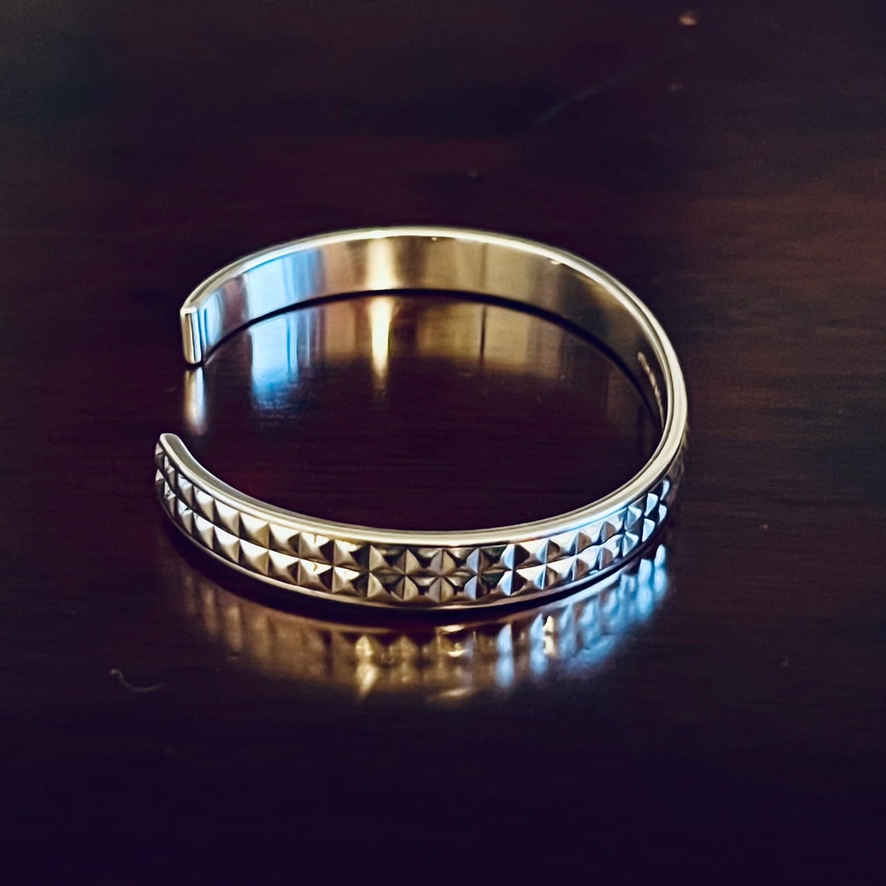 OLD TIFFANY & CO. Studs Narrow Cuff Bracelet Sterling Silver