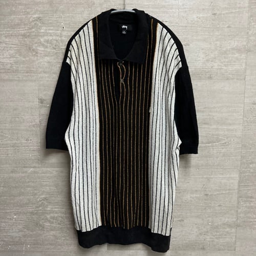 STUSSY ステューシー TEXTURED SS POLO SWEATER ニットポロ L 【中目黒