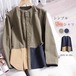 シャツ レディース シャツブラウス 春夏秋 コットン 長袖シャツ 柄シャツ トップス 長袖トップス 綿 春 夏 秋 シンプル バンドカラー ナチュラル ドッキング 配色 上品 通勤 通学 日常 ディリ