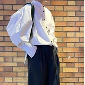 バンドカラー  ドロップショルダー ブラウス 　全2色　 00061