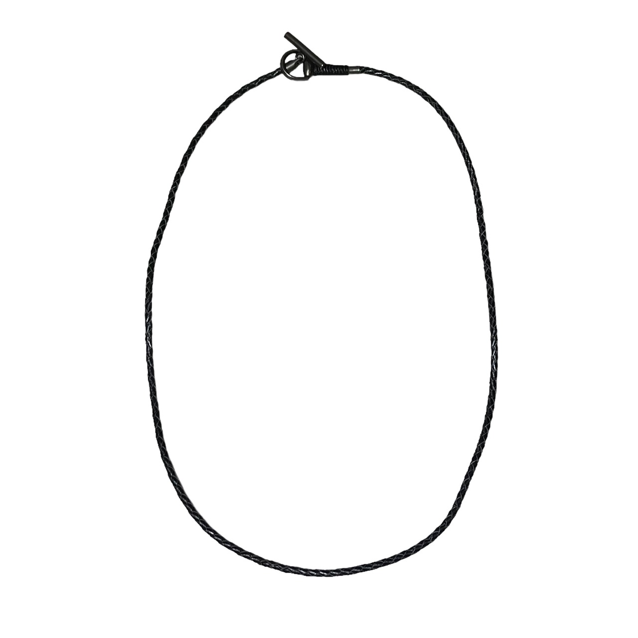 GUCCI leather × silver necklace with toggle