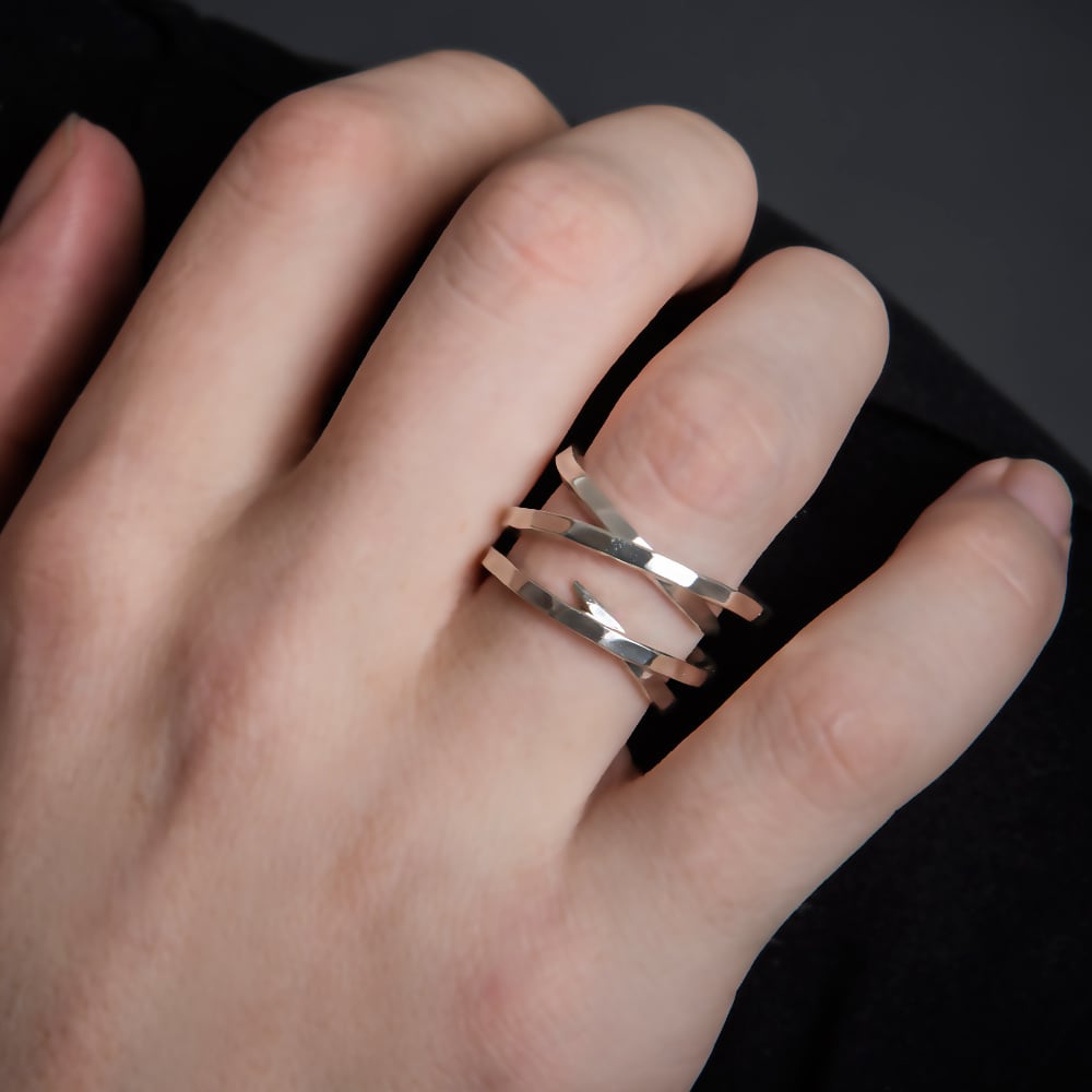 特別価格】槌目スパイラルリングAKR0050 Hammer spiral ring シルバー
