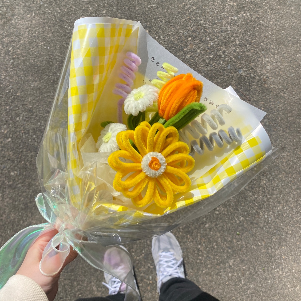 gingham bouquet series orange 【ギンガムチェック】 | fuwafuwa flower - 1