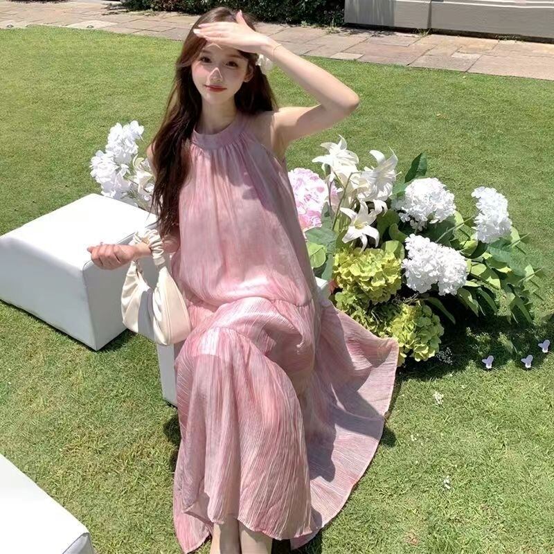 レディース ワンピース ティアード ロングワンピース ノースリーブ