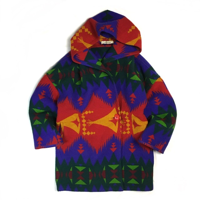 GALLERY whole pattern hoodie coat