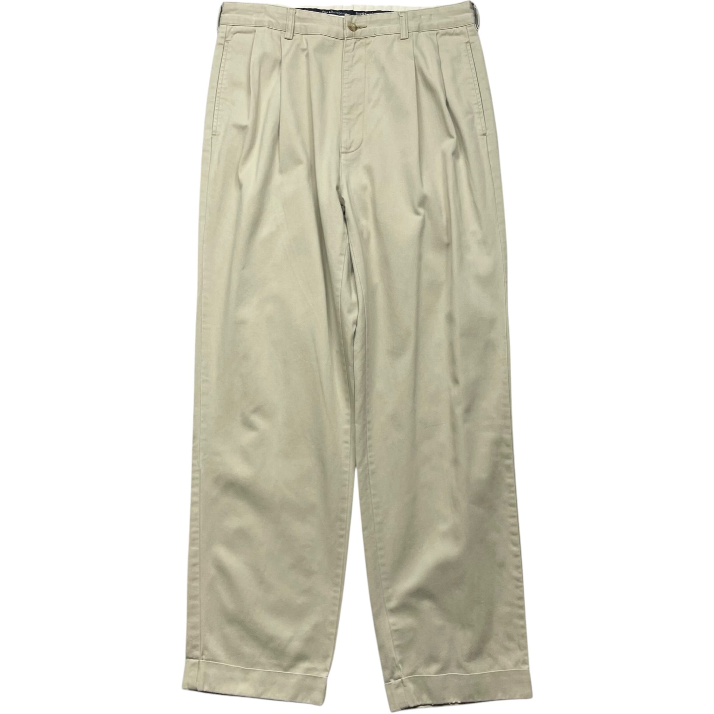 《実寸 W34L31》 Ralph Lauren ラルフローレン ポロチノ チノパンツ ツータック no.6286