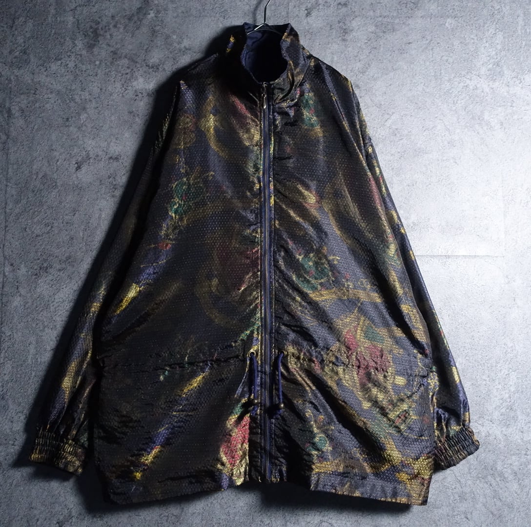 “LAVON” Blue Scarf Pattern Design Nylon Jacket