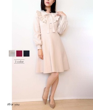 フリル襟リボンのニットワンピース_e0032111016