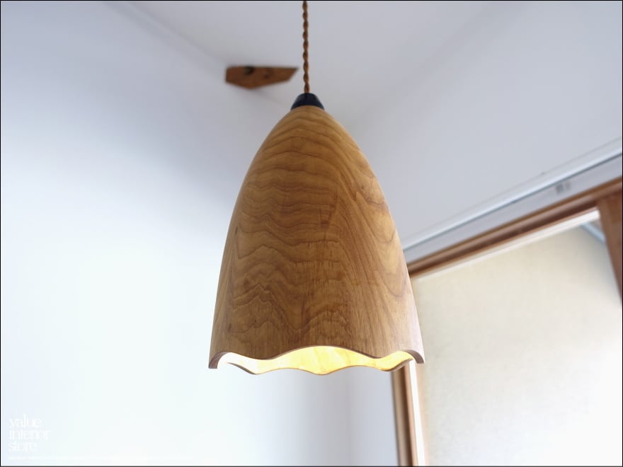 バリューインテリアストア　チーク無垢材 ペンダントライト　ランプシェード value interior store