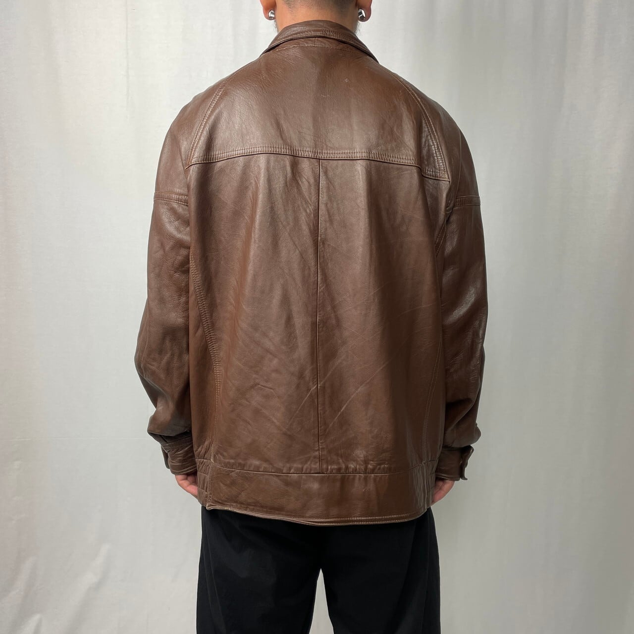 70〜80年代 ユーロ シープスキン レザージャケット メンズL相当 古着 