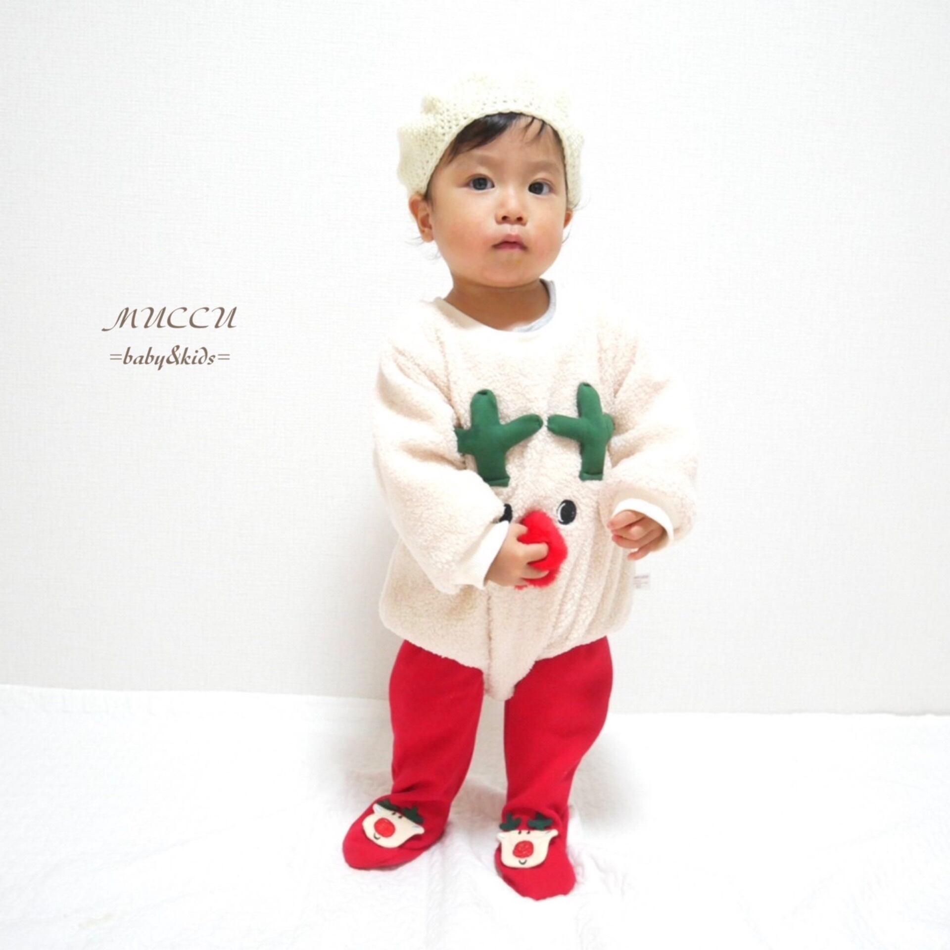 送料無料！【予約販売】裏地暖か〜い☆ 可愛いセット トナカイ