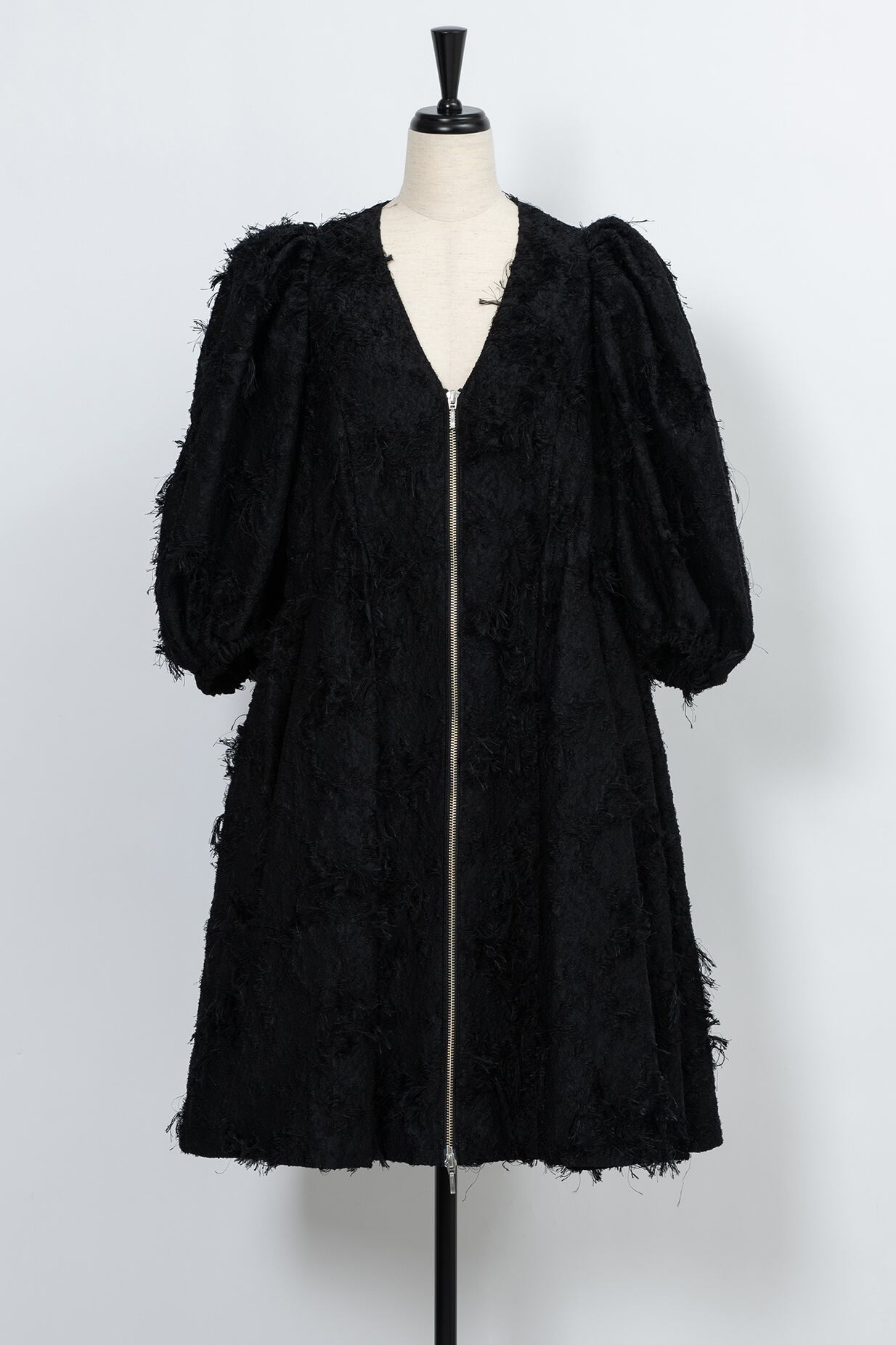 Fringe Jacquard 2Way Mini Dress BLACK