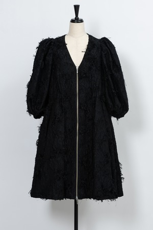 Fringe Jacquard 2Way Mini Dress BLACK