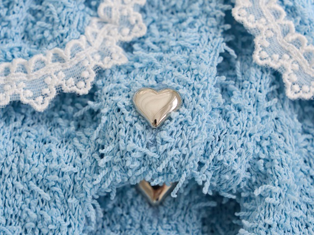 Fluffy Heart Cardigan(Ivory)