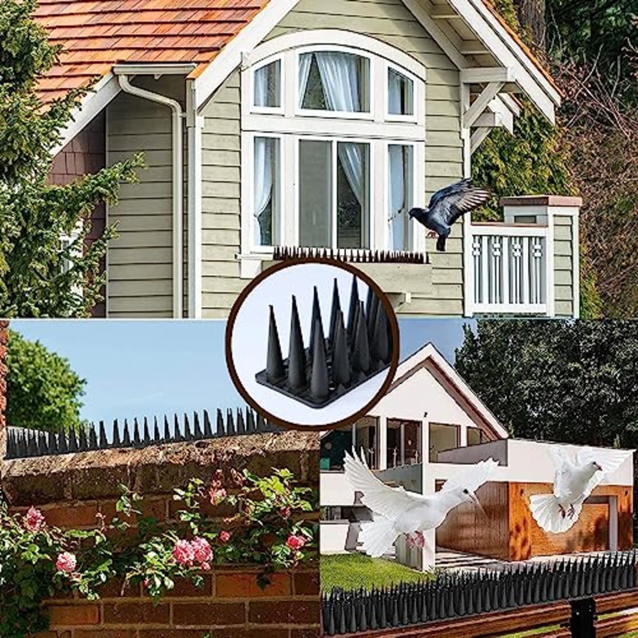Babenoun 鳥よけグッズ 高3.5cmとげマッ 侵入を防ぎ 鳥除けト鳩よけグッズ 鳥よけ 鳩よけ とげ 大小の棘 猫除け 撃退 簡単設置 屋上 窓枠用 43cm*8枚全長3.44m