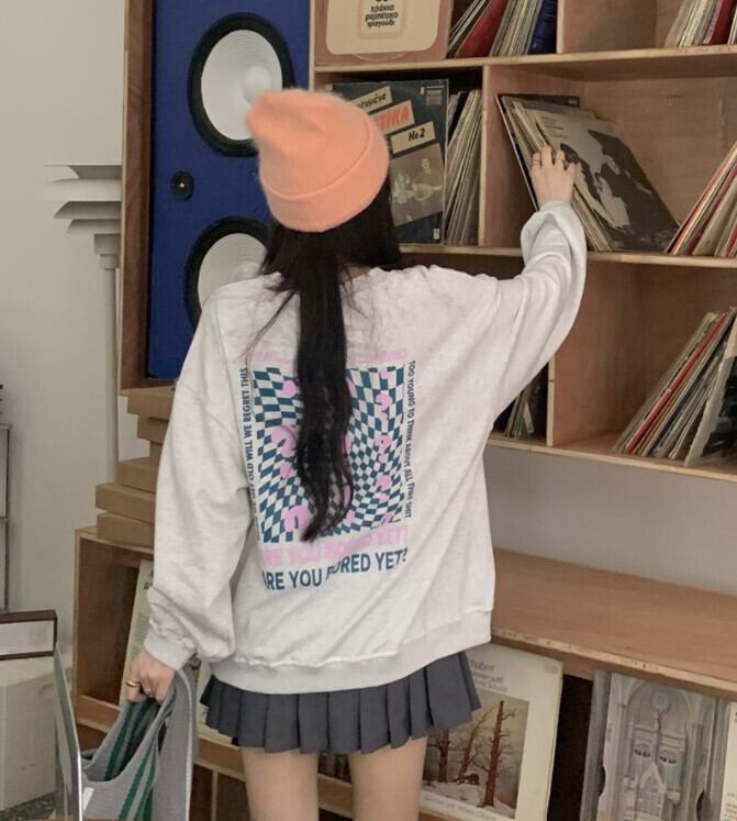 ルーズグレープルオーバー セーター オータムカジュアルトップス ロング 秋物 モンロー43694477223