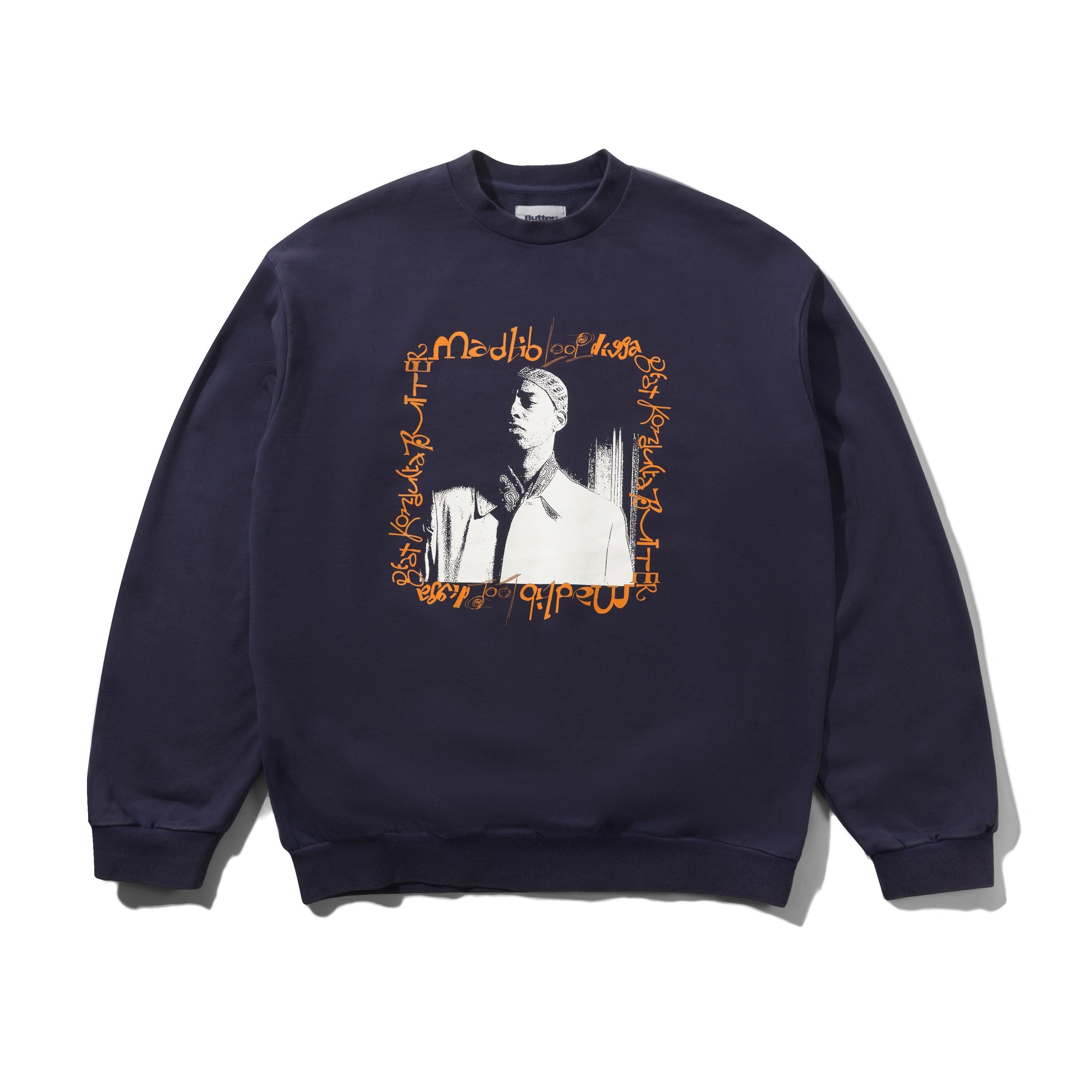 BUTTERGOODS×MADLIB|Loop Digga Crewneck -Navy- "送料無料"