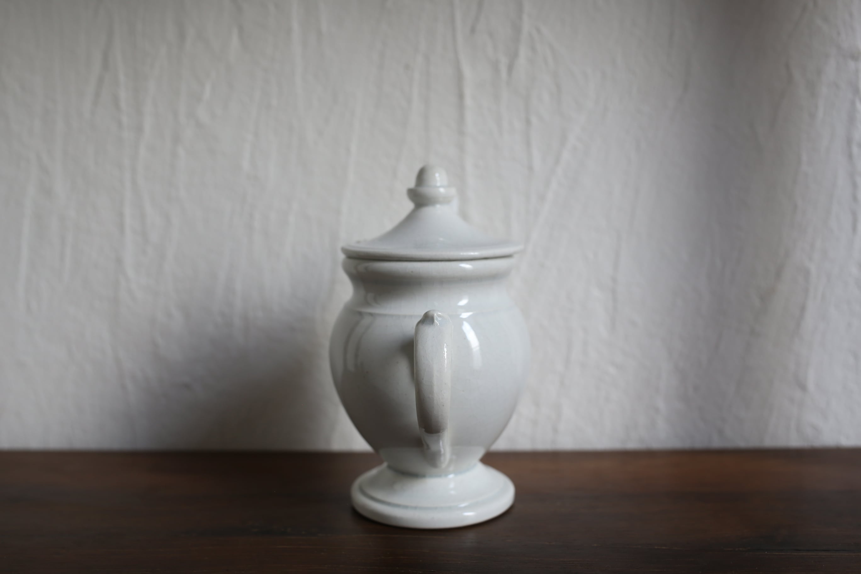 フランス アンティーク ヴィンテージ 白無地 マスタードポット | EMUPARIS