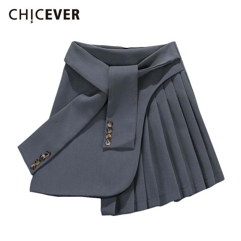 CHICEVERアシンメトリースカートレディースウエストレースアップパッチワークシャーリングラージサイズスカート2020夏服 大きめサイズ サマー 夏物 6base523555863638