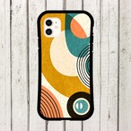 受注生産 iPhoneケース ブラウンとマスタードの円弧抽象｜幾何学モチーフ CURV020D