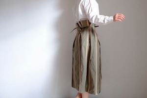 ジップリーツスカート / ロング / コットンナイロン・リップストップ【 オリーブグレー・カーキ 】/ zipleats skirt / long / cotton nylon【 olive gray 】