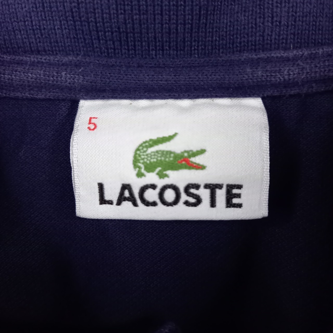 ラコステ　ポロシャツ　半袖　刺繍ロゴ　シェルボタン　ネイビー　5サイズ
