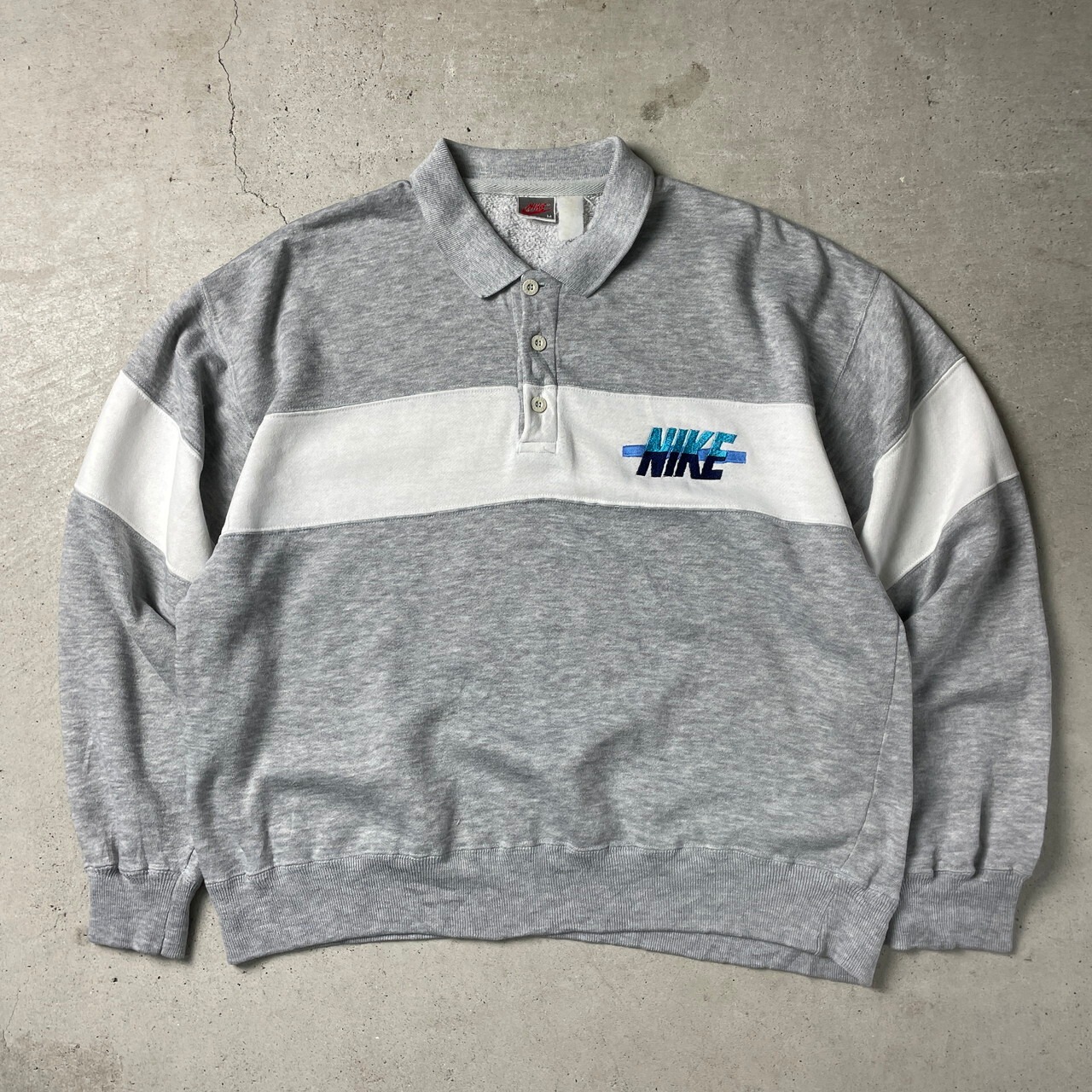 90年代 銀タグ NIKE ナイキ ワンポイントロゴ 刺繍 切替 スウェット 