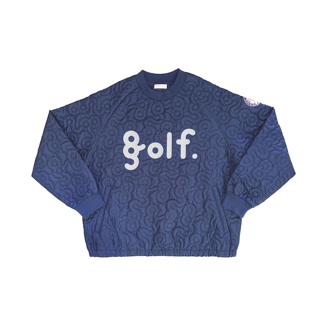 LOGO PATTERN QUILTING PULLOVER -NAVY-