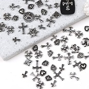 LIKENNY ネイルパーツ パンク風 メタルパーツ レトロ シルバー ネイルアート用品 DIY クラフトアクセサリー 金属パーツ 3D立体感 ネイルパーツ （50個）
