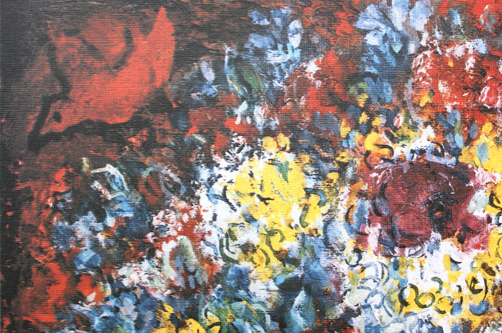 マルク・シャガール作品「恋人たちの花束」作品証明書・展示用フック・限定500部エディション付複製画リトグラ