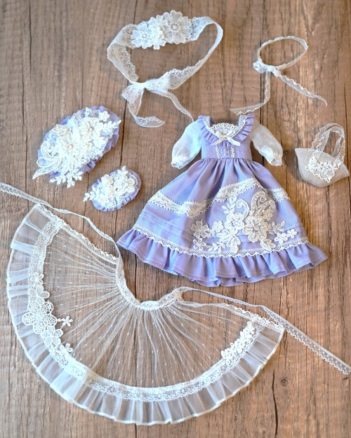 【ライラック】フラワーモチーフのエレガントワンピース　制作レッスン(キット・動画・サポート付き))