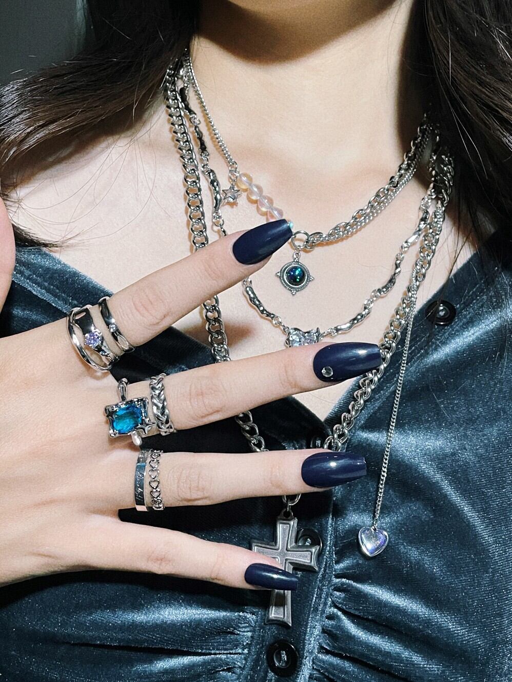 韓国発【Hei】4prong cubic necklace☆追跡送 Heart Cubic Wave Chain Necklace | of kim - もごつ | もごつ