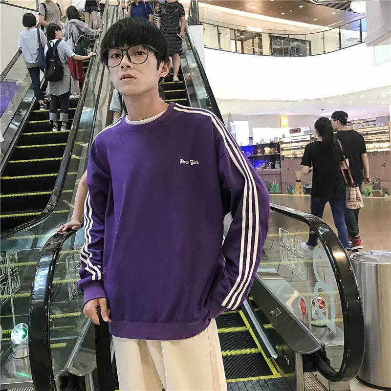 スリーライン 三本線 トレーナー ビッグトレーナー 紫 パープル