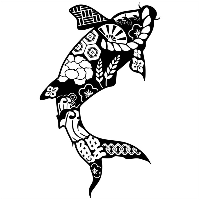 大 カッティングシート ステッカー 鯉 シルエット 和柄 車外アクセサリー Htd