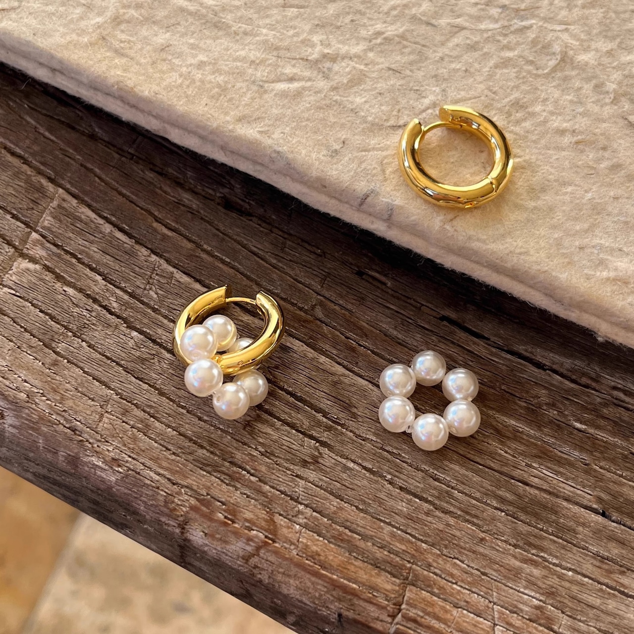 2way パール装飾フープピアス H0015