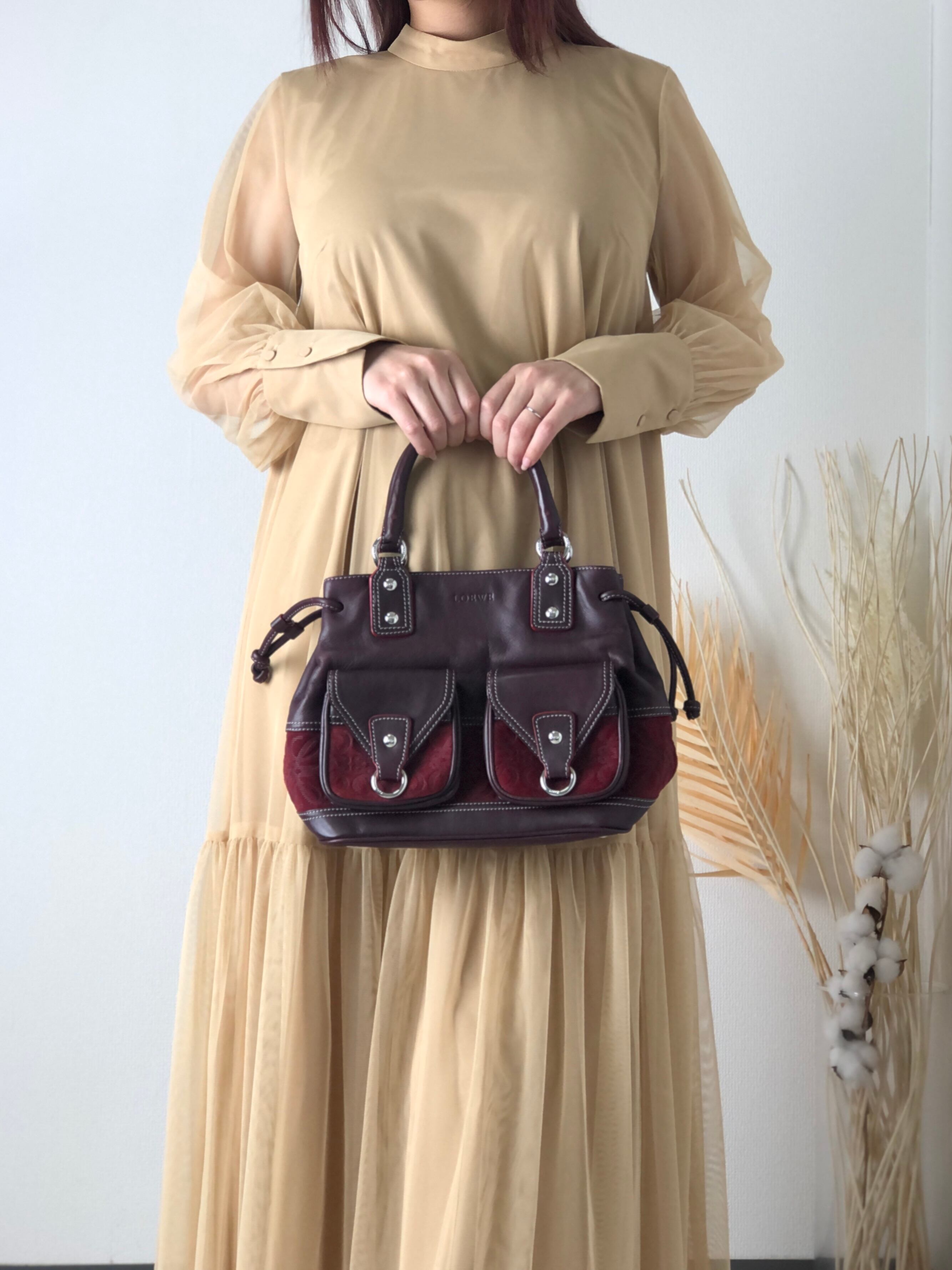 日本直送 名牌中古包 】LOEWE ロエベ アナグラム レザー スエード