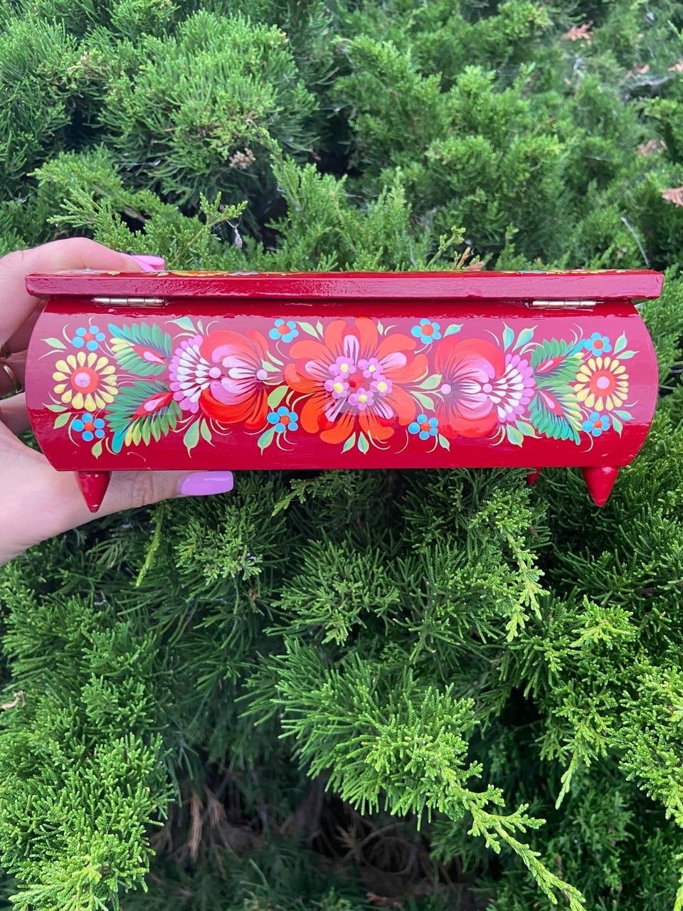 ペトリキウカ塗りのジュエリーボックス（ティモシェンコ作）ウクライナ