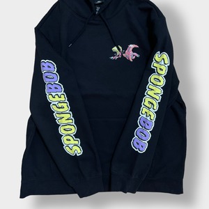 【H&M】2XL ビッグサイズ スポンジ・ボブ パーカー ワンポイント バックプリント 袖プリント プルオーバー フーディー スウェット アニメ US古着