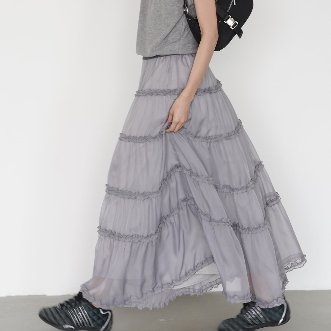 Tiered long skirt S1434