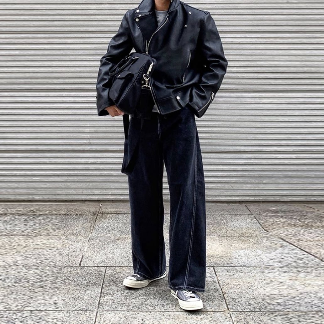 JIAOLANDI斜めジップライダースジャケット | Pay ID