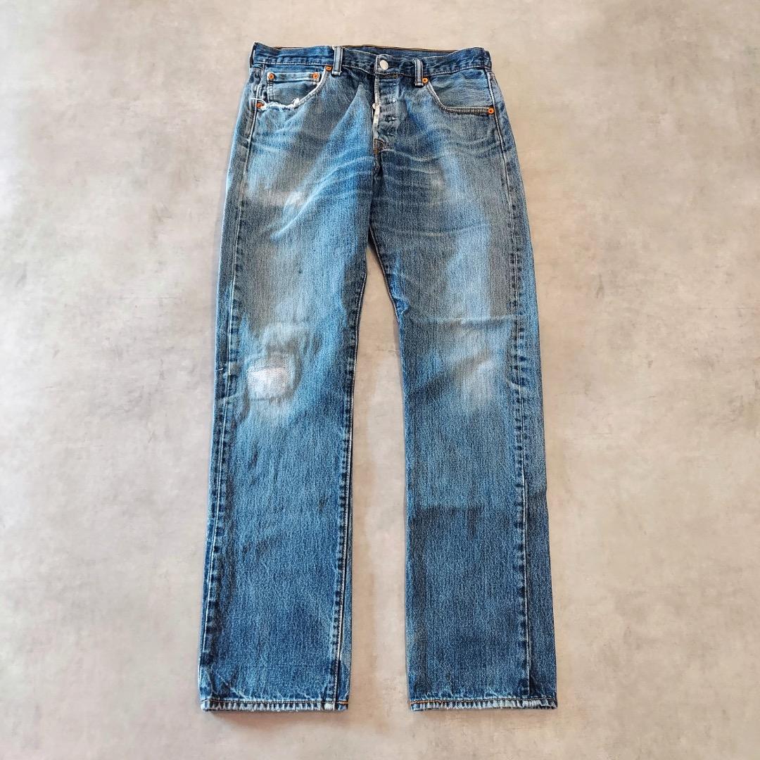 リーバイス501 Levis W33 ブルーデニム 青 ヒゲ 古着 18138