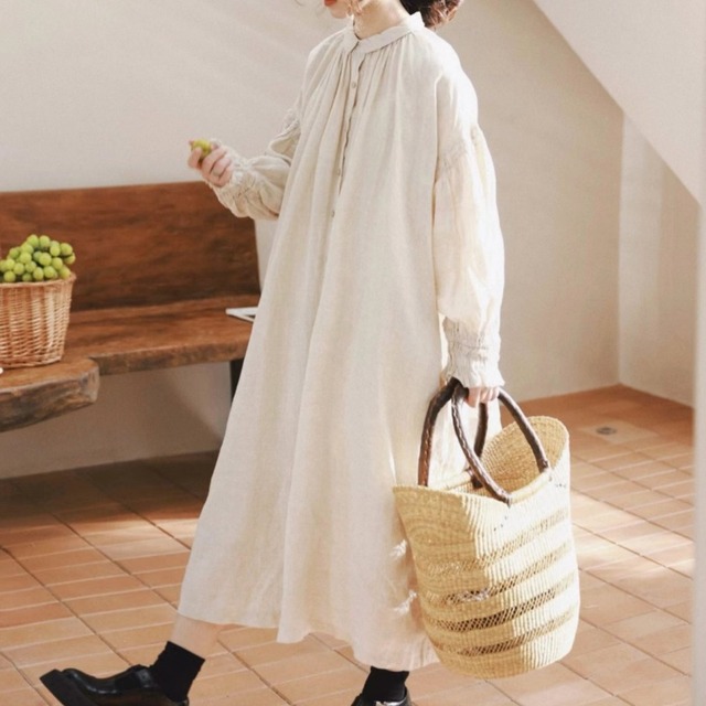 フロントボタンシャツワンピース　T0136