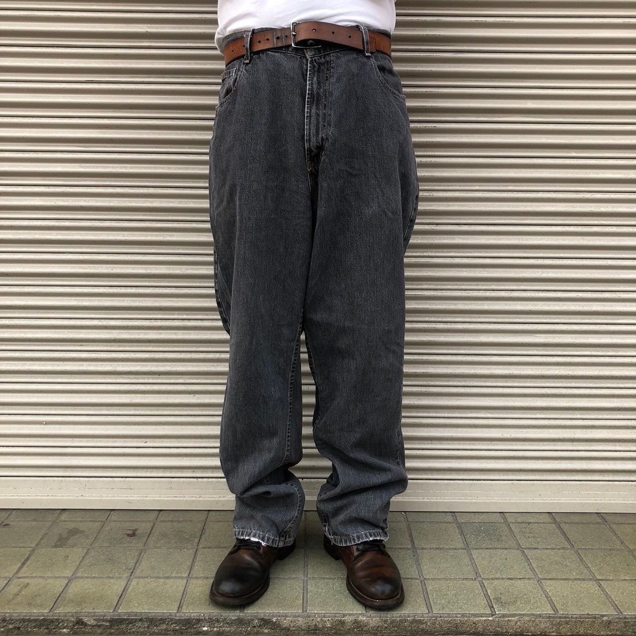 90s TOMMY HILFIGER W38 ビッグサイズ トミーヒルフィガー ブラック 